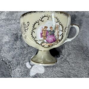 Norleans Fragonard Love Story Tea Cup & Saucer Set 6 Oz Pedestal Demitasse Japan